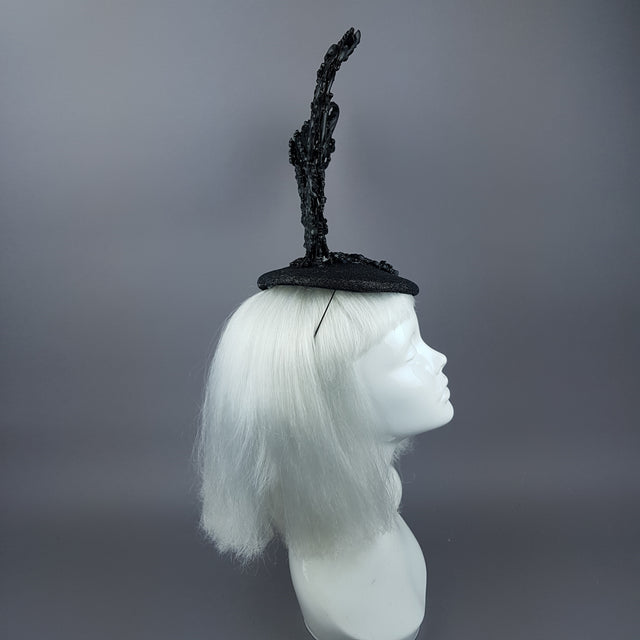 "Bunnygirl" Black Filigree Baroque Bunny Rabbit Ears Hat