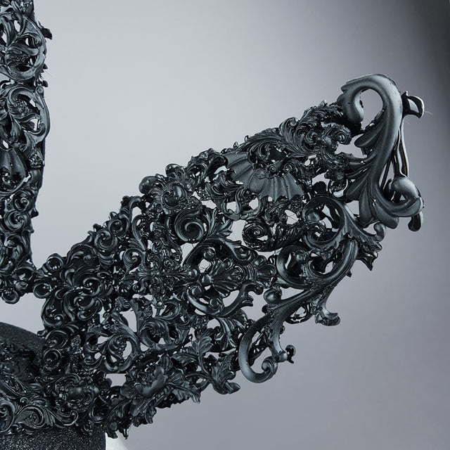 "Bunnygirl" Black Filigree Baroque Bunny Rabbit Ears Hat