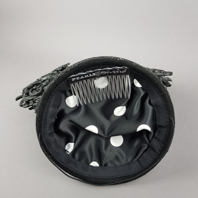 "Bunnygirl" Black Filigree Baroque Bunny Rabbit Ears Hat