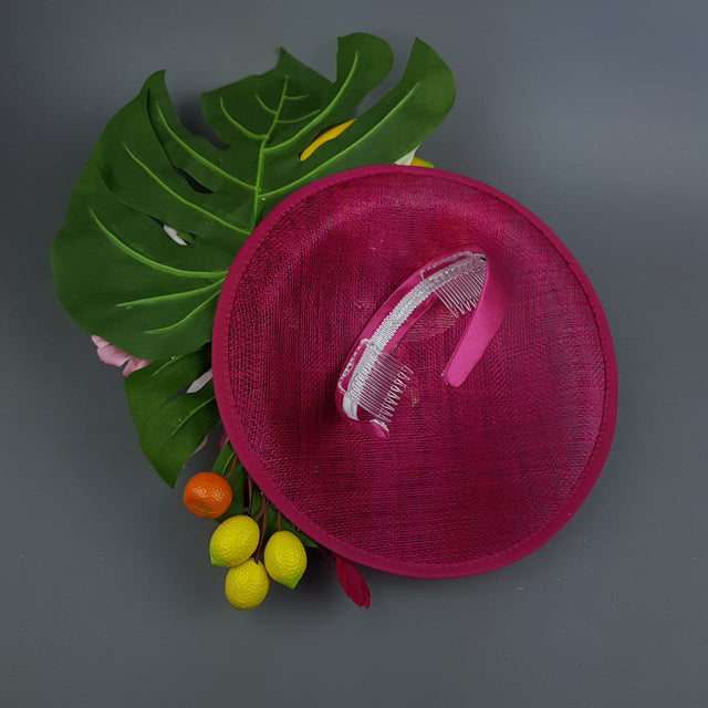 "Dulcina" Fuchsia Pink Flower & Fruit Ascot Wedding Hat