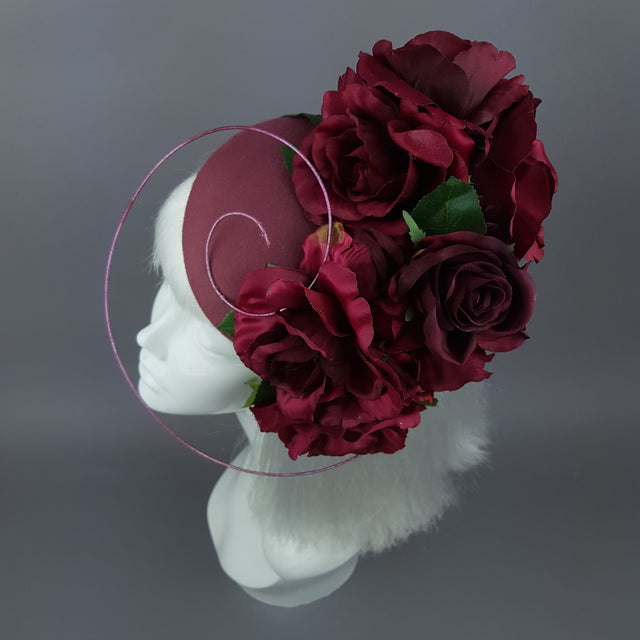 "Kaia" Dark Dusky Pink Rose Fascinator Hat
