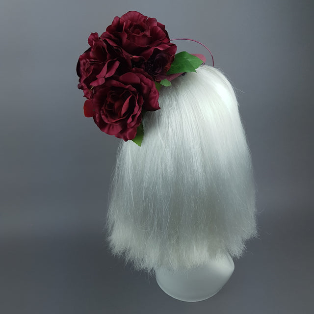 "Kaia" Dark Dusky Pink Rose Fascinator Hat