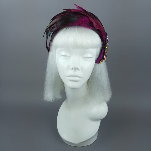 "Plume in Pink" Vintage Inspired Feather & Jewel Fascinator