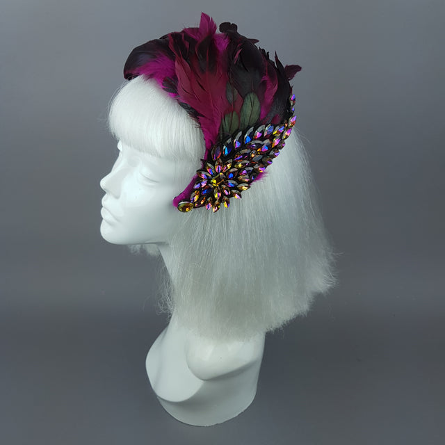 "Plume in Pink" Vintage Inspired Feather & Jewel Fascinator