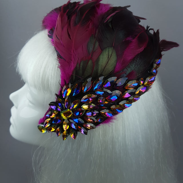 "Plume in Pink" Vintage Inspired Feather & Jewel Fascinator