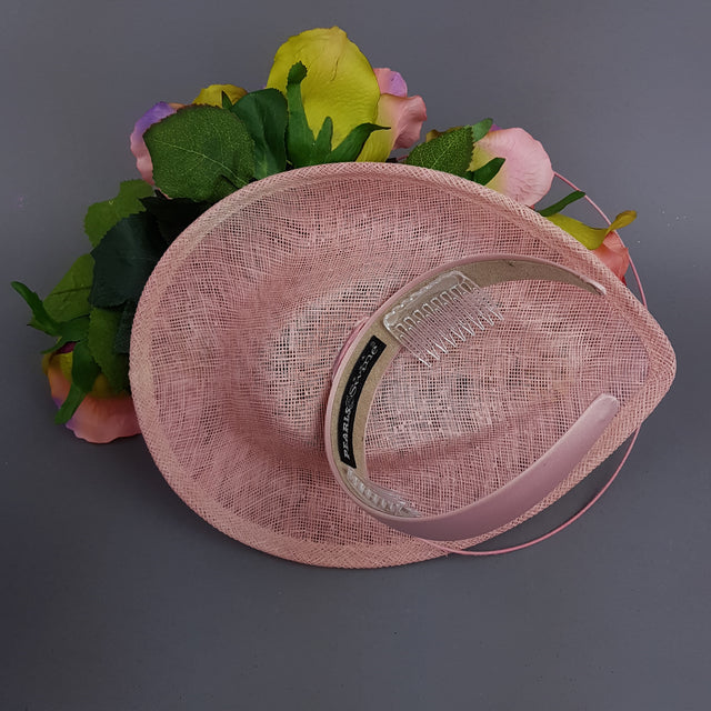 "Nevaeh" Pink Rosebuds Flower & Bee Fascinator Hat