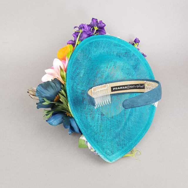 "Asteria" Colourful Tropical Flower & Hummingbird Fascinator Hat