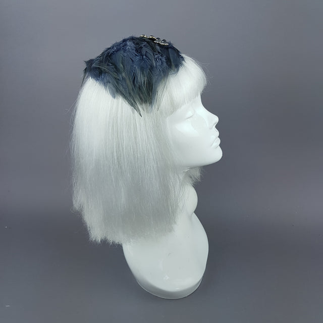 "Plume in Grey" Vintage Inspired Feather & Jewel Fascinator