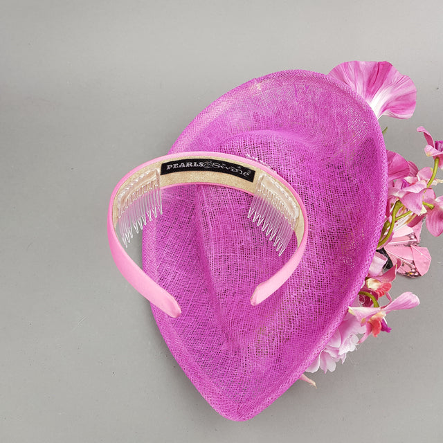 "Cyrena" Pink Tropical Flowers & Butterfly Fascinator Hat