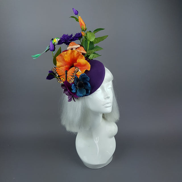"Titania" Colourful Flower & Hummingbird Fascinator