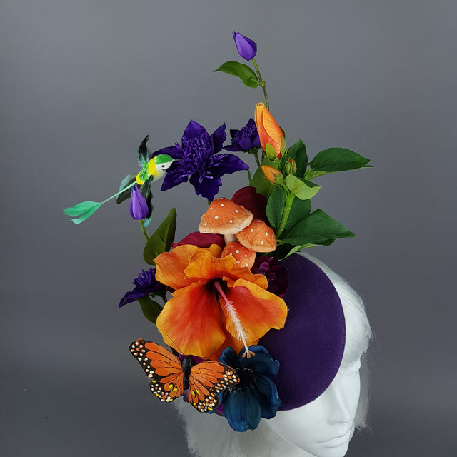 "Titania" Colourful Flower & Hummingbird Fascinator