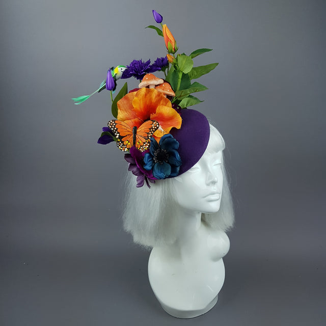 "Titania" Colourful Flower & Hummingbird Fascinator