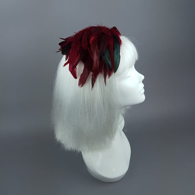 "Plume in Red" Vintage Inspired Feather & Jewel Fascinator