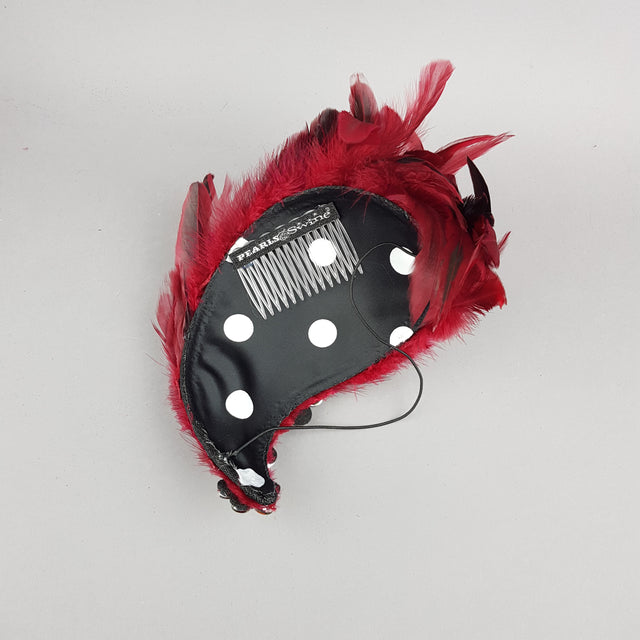 "Plume in Red" Vintage Inspired Feather & Jewel Fascinator