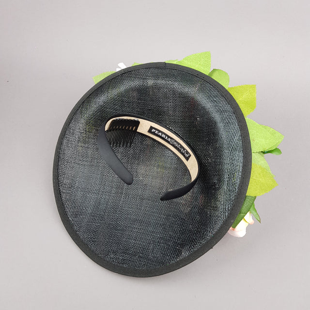 "Rougit" Pink Roses Black Fascinator Hat With Jewels