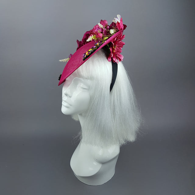 "Fleur" Hot Pink Floral Jewel Fascinator Hat