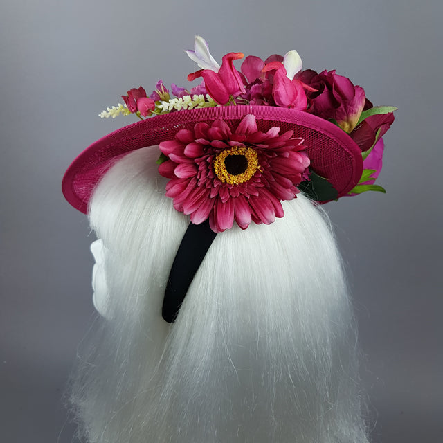 "Fleur" Hot Pink Floral Jewel Fascinator Hat