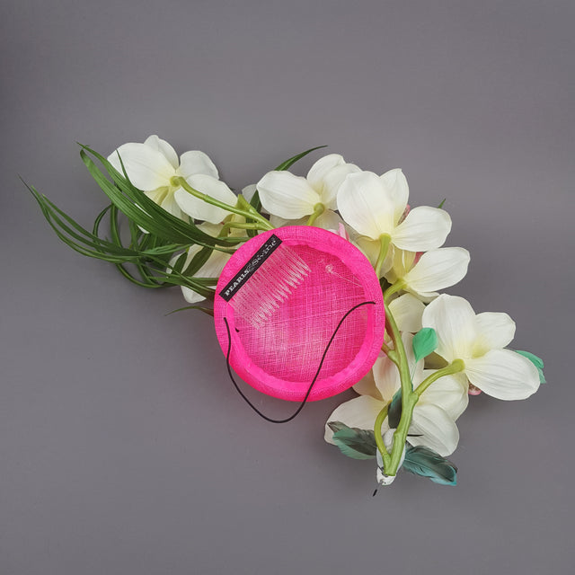 "Glow" Neon Pink Orchid Flowers Fascinator Hat