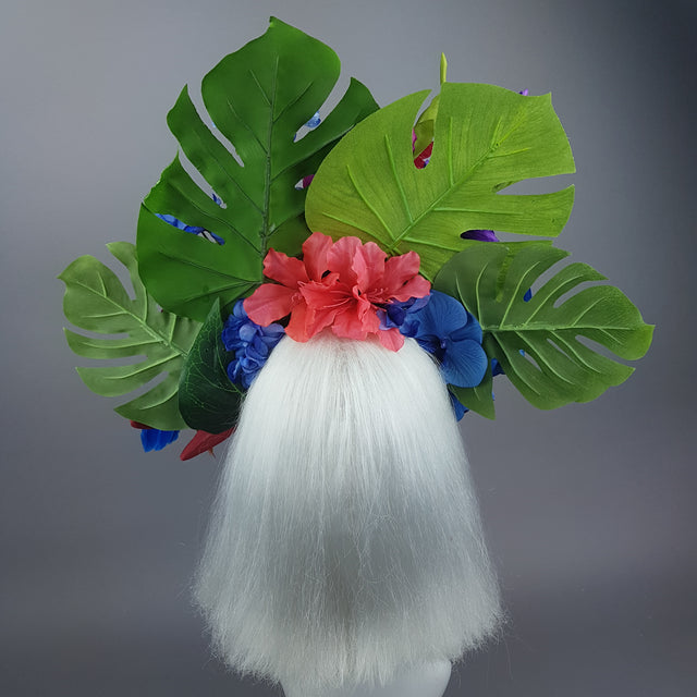 "Lilja" Colourful Hummingbird & Tropical Flower Headdress