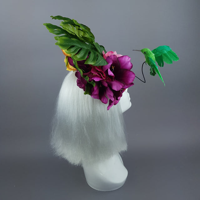 "Nectar" Tropical Hummingbird Leaf Fascinator