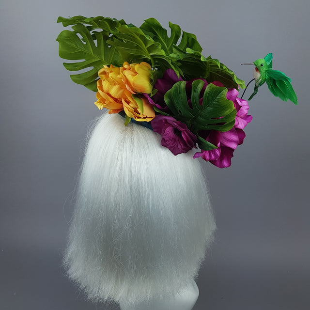 "Nectar" Tropical Hummingbird Leaf Fascinator