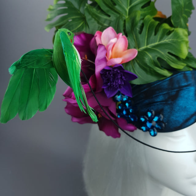 "Nectar" Tropical Hummingbird Leaf Fascinator