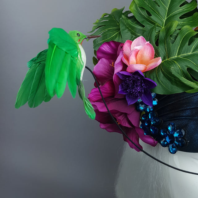 "Nectar" Tropical Hummingbird Leaf Fascinator