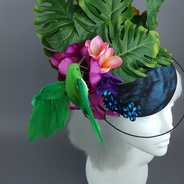 "Nectar" Tropical Hummingbird Leaf Fascinator