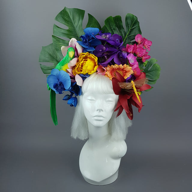 "Raumati" Parrot & Bright Tropical Flower Headpiece