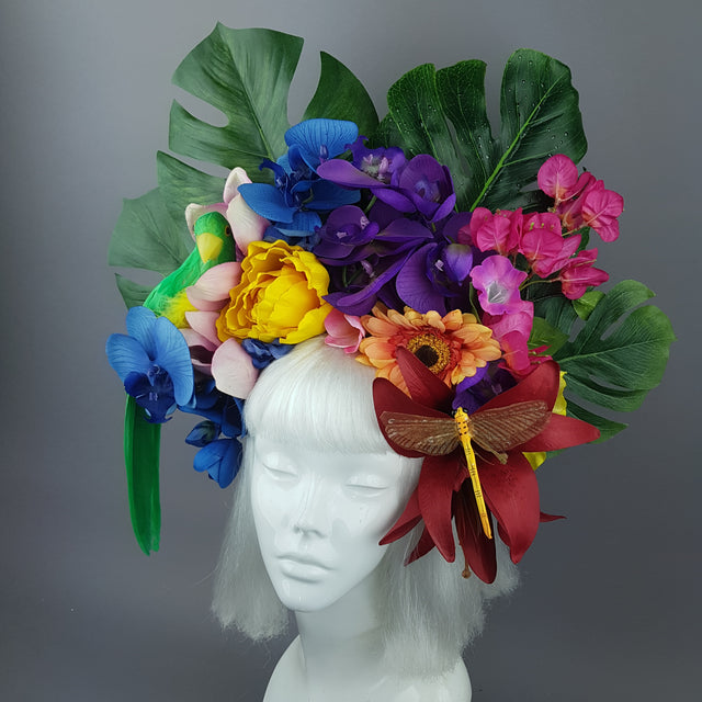 "Raumati" Parrot & Bright Tropical Flower Headpiece