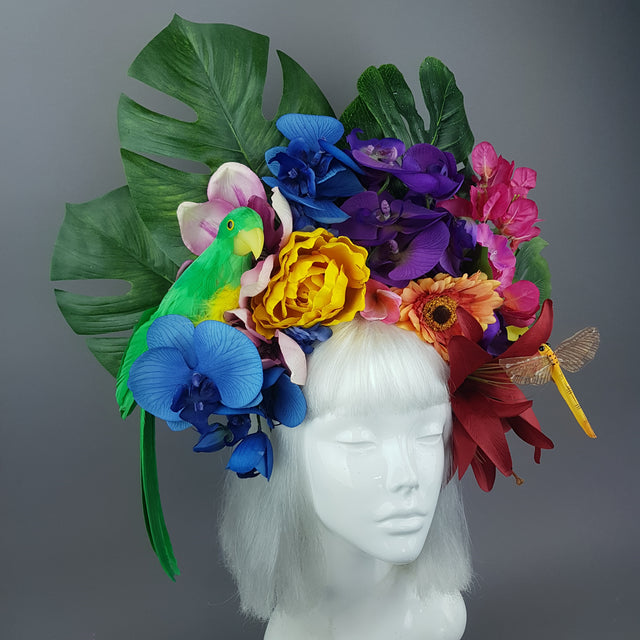 "Raumati" Parrot & Bright Tropical Flower Headpiece