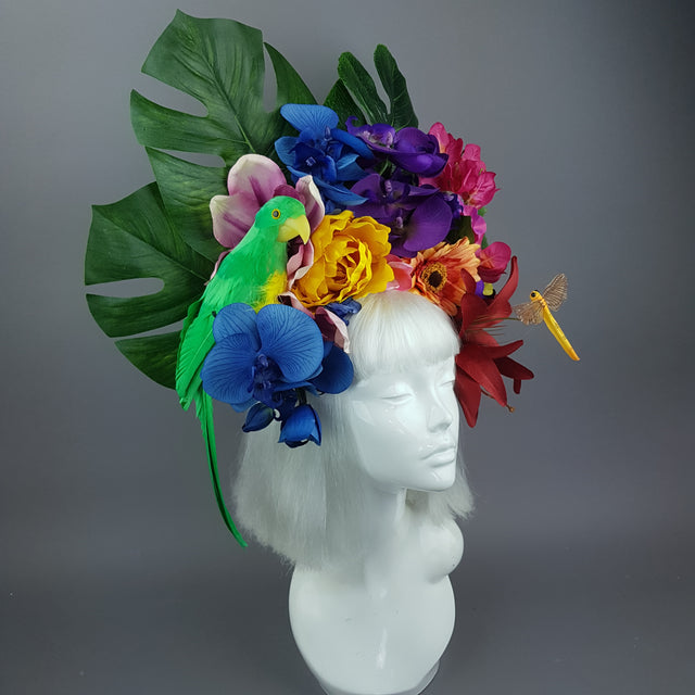 "Raumati" Parrot & Bright Tropical Flower Headpiece