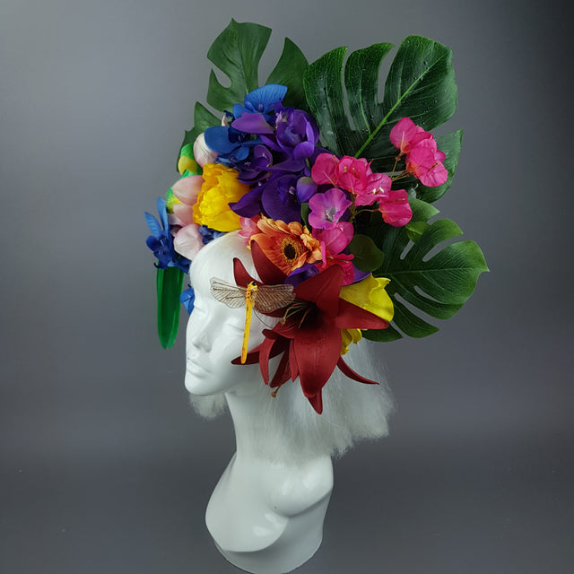 "Raumati" Parrot & Bright Tropical Flower Headpiece