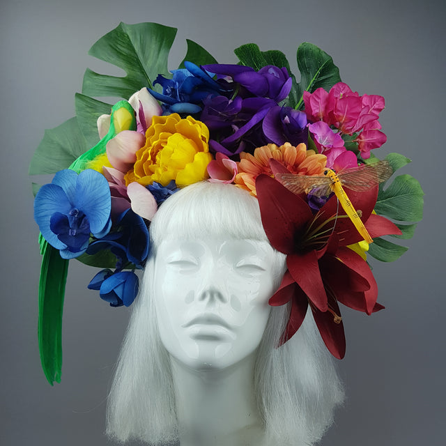 "Raumati" Parrot & Bright Tropical Flower Headpiece
