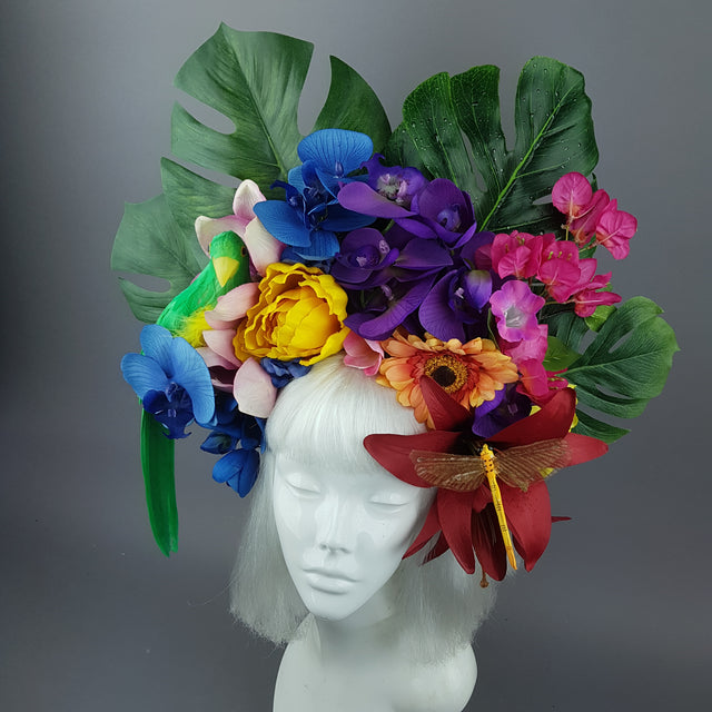 "Raumati" Parrot & Bright Tropical Flower Headpiece
