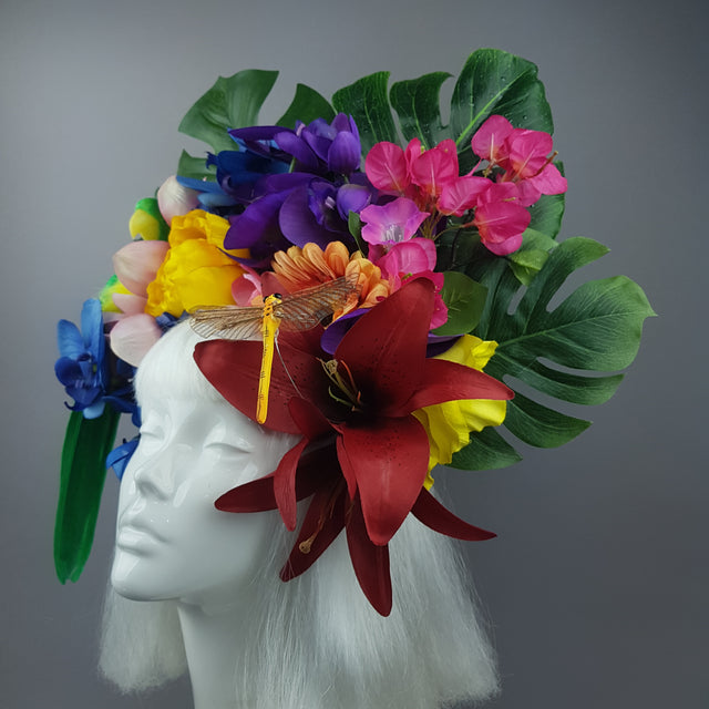 "Raumati" Parrot & Bright Tropical Flower Headpiece