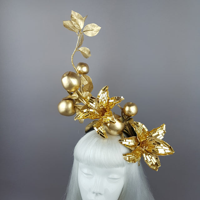 "Fleur de Pomme" Apple & Gold Lily Headpiece