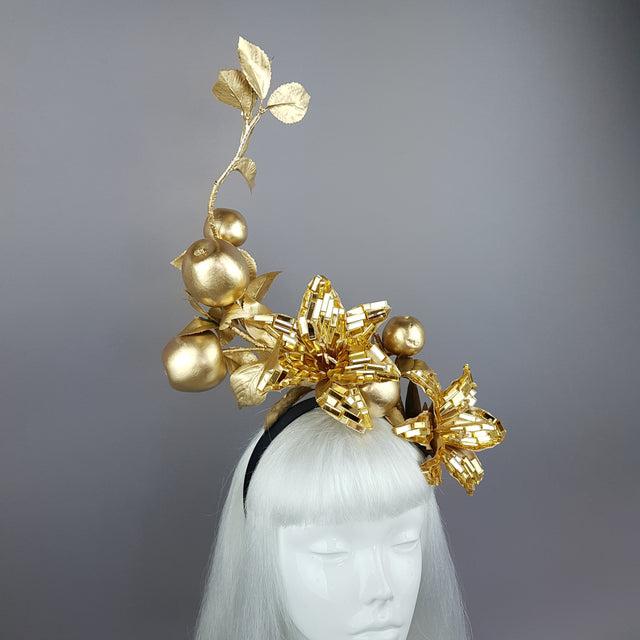 "Fleur de Pomme" Apple & Gold Lily Headpiece