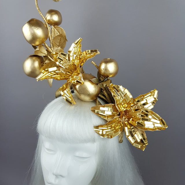 "Fleur de Pomme" Apple & Gold Lily Headpiece