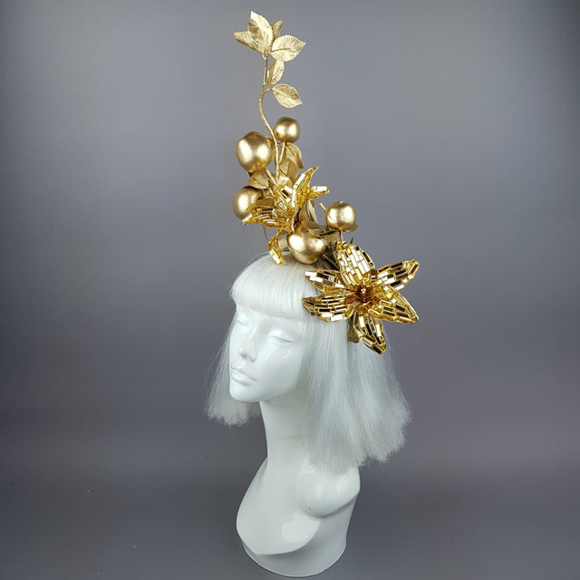 "Fleur de Pomme" Apple & Gold Lily Headpiece