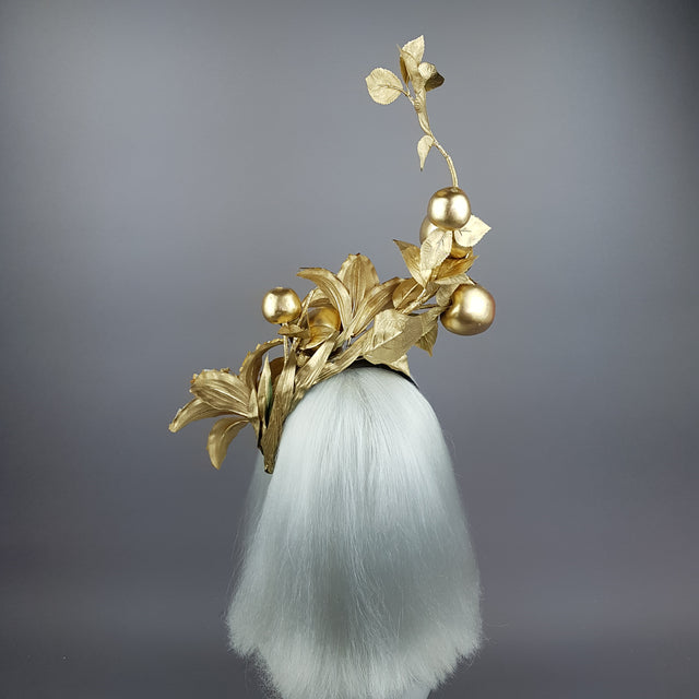 "Fleur de Pomme" Apple & Gold Lily Headpiece