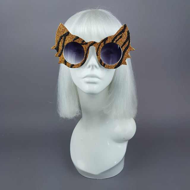 "Meowzer" Tiger Stripe Glitter Cat Sunglasses