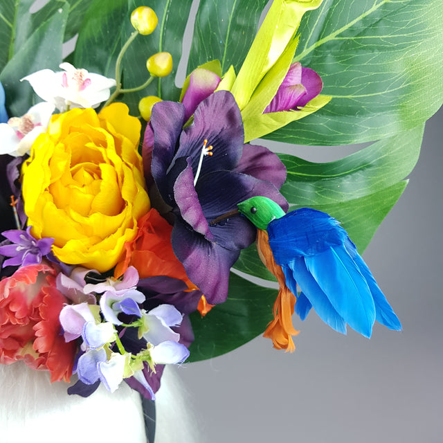 "Monsoon" Colourful Parrot & Tropical Flower Headdress