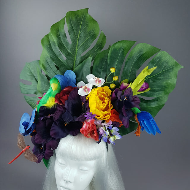 "Monsoon" Colourful Parrot & Tropical Flower Headdress