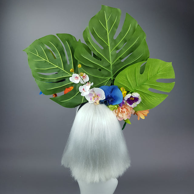 "Monsoon" Colourful Parrot & Tropical Flower Headdress