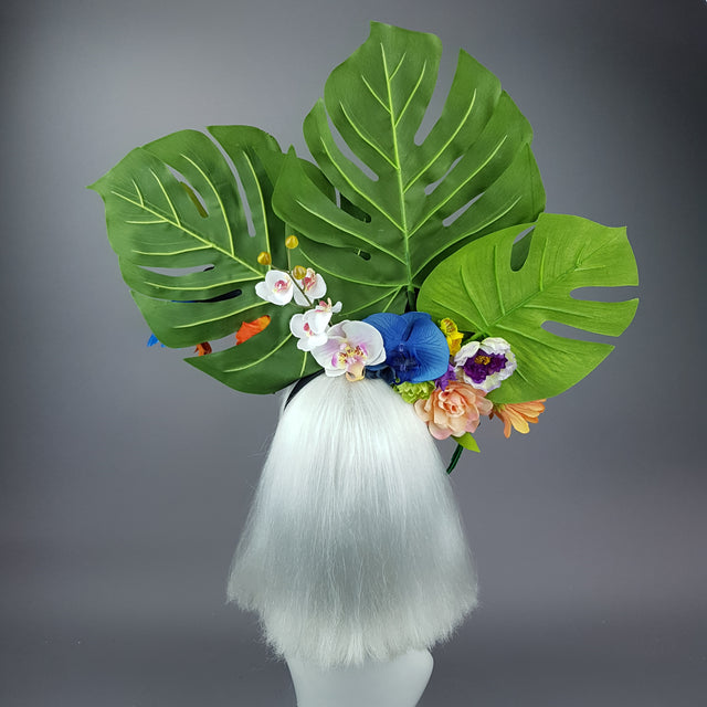 "Monsoon" Colourful Parrot & Tropical Flower Headdress