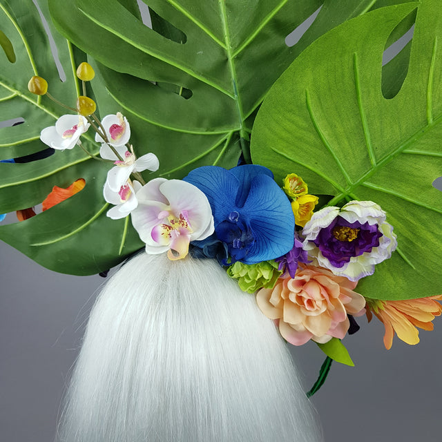 "Monsoon" Colourful Parrot & Tropical Flower Headdress