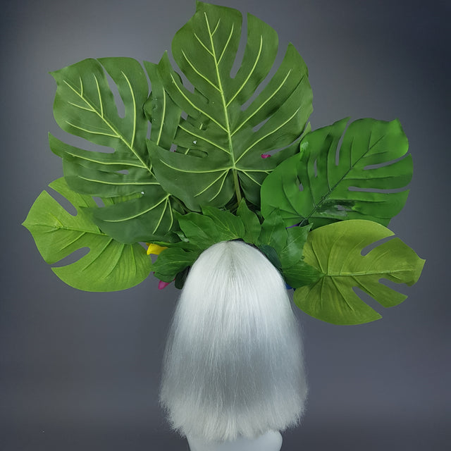 "Temptation" Tropical Flower, Leaf & Gold Snake Headdress