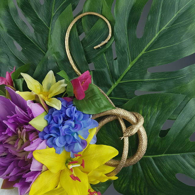 "Temptation" Tropical Flower, Leaf & Gold Snake Headdress