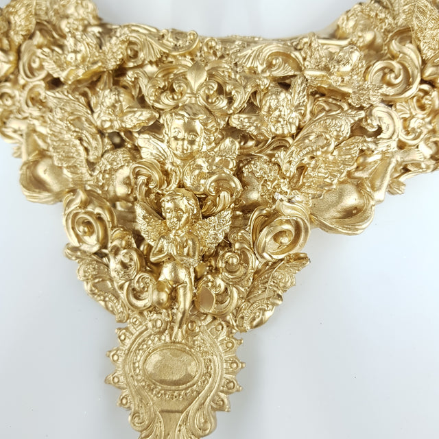 "Cielo" Ornate Gold Filigree Cherub Neckpiece